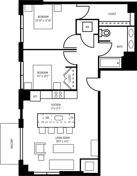 The Whit Linden Floor Plan at The Whit, Minneapolis, 55404